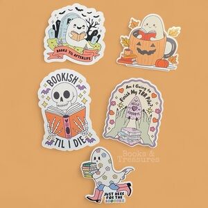 Spooky bookish vinyl stickers Halloween reading stickers